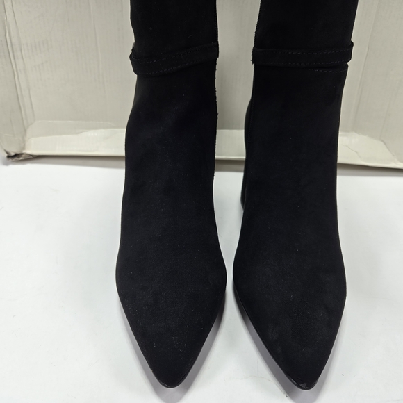 Anne Klein Bernice Black Suede Knee-High Riding Boots Women's Size 7 1/2 7.5 - Picture 4 of 13